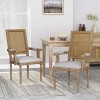 KWPZQEB French Accent Chair Set of 2, Farmhouse Wood Rattan Dining Chair with Armrests, Back & Upholstered, Mid Century Kitchen Chairs - 3 of 4