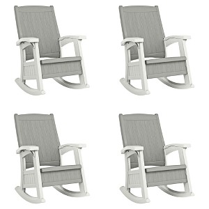 Suncast Outdoor Lightweight Portable Rocking Chair with 7 Gallon In-Seat Storage, Porch, Patio, Deck Furniture, 375 Pound Capacity, Dove Gray (4 Pack) - 1 of 4