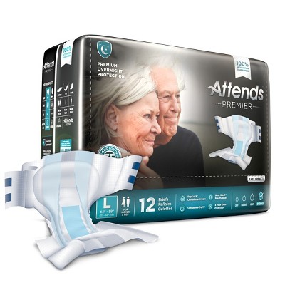 Attends Premier Incontinence Briefs, Overnight Protection, Unisex ...