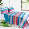 Slickblue Full/Queen, Cozy Hand-Stitched Reversible Quilt and Shams, Quilt Set, TC Fabric, Stripes, 3 Colors, 3 Piece - 4 of 4