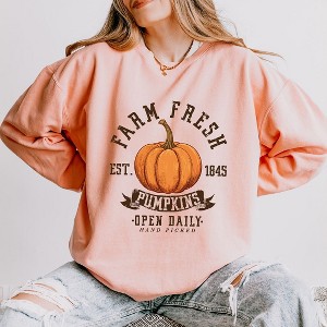 Simply Sage Market Women's Lightweight Garment Dyed Graphic Sweatshirt Farm Fresh Open Daily - 1 of 4
