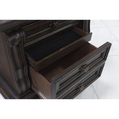 Maylee Traditional Brown 2-Drawer Nightstand with USB Ports