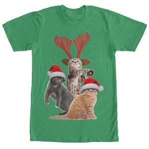 Men's Lost Gods Ugly Christmas Cats T-Shirt - 1 of 4