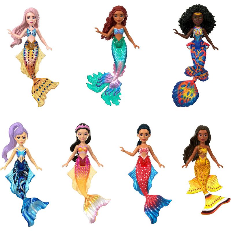 Disney The Little Mermaid Ariel and Sisters Small Doll Set with 7 Mermaid Dolls, 1 of 12