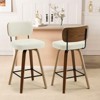 Bekrvio 26" Swivel Counter Height Bar Stools - Upholstered Faux Leather with Back, Bent Wood Legs, Mid Century Modern Kitchen Island Counter Stools - 3 of 4