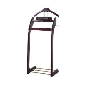 Proman Products - Windsor Executive Wardrobe Valet, Mens Valet Stand, Accessory & Clothes Organizer (Mahogany) - 1 of 4