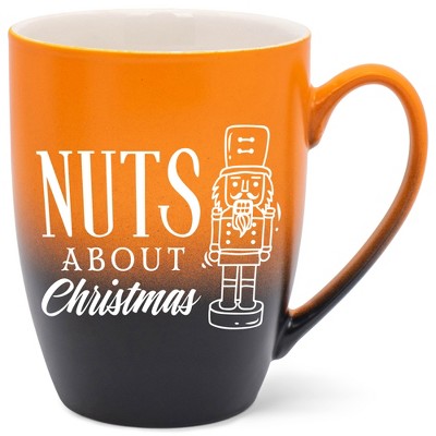 Elanze Designs Nuts About Christmas Two Toned Ombre Matte Orange and Black 12 ounce Ceramic Stoneware Coffee Cup Mug