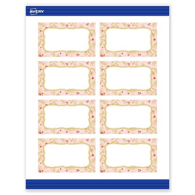 Avery Business Cards, 2" x 3.5", Gold-Pink Berries, Matte, 80ct