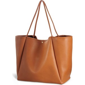 Oversize PU Leather Tote Bag for Women, Weekender Shopper Handbag with Spacious Interior for Travel and Daily Use - 1 of 4