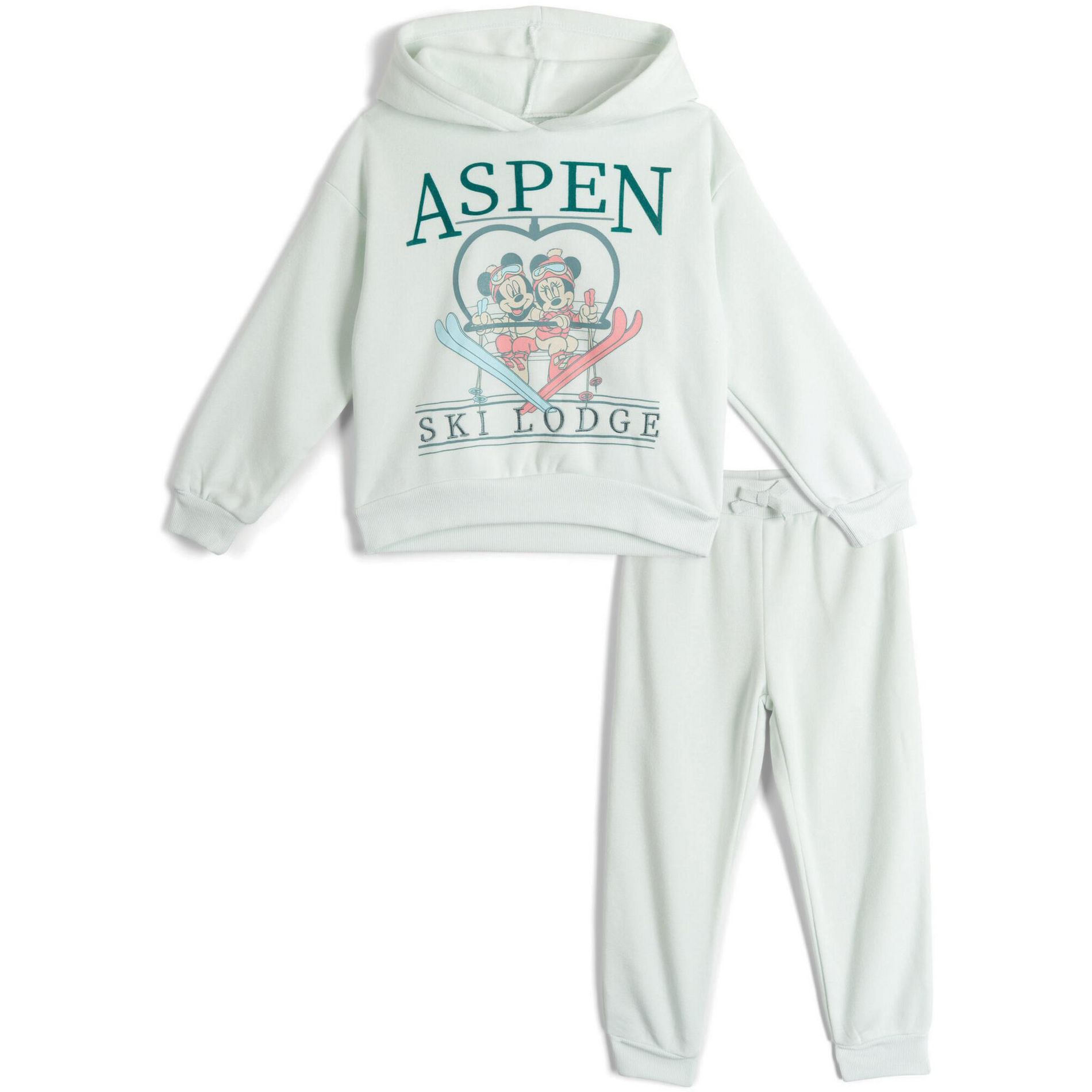 Disney Mickey Mouse Toddler Girls Fleece Pullover Hoodie and Jogger Pants Outfit Set Chalk Blue Minnie Mickey 3T