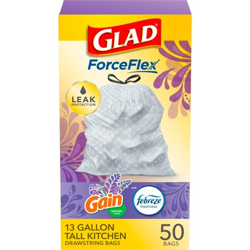 Glad ForceFlex Plus Drawstring Tall Kitchen Trash Bags, 13 Gallon - Fresh  Clean Scent - Shop Trash Bags at H-E-B