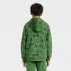 Boys' Minecraft Creeper Front and Back Graphic Hooded Fleece Sweatshirt - Forest Green - 3 of 4