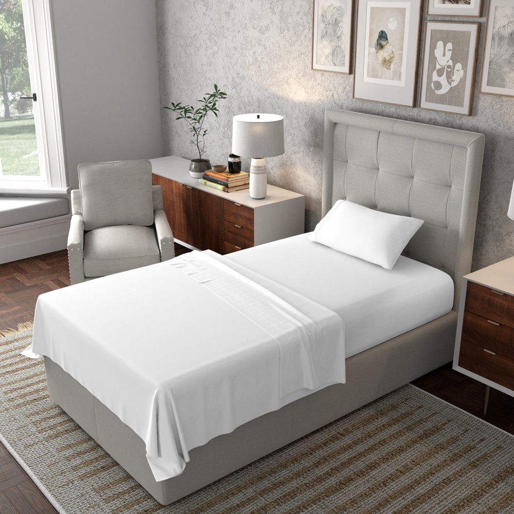 Photos - Bed Linen Twin 100 Cotton Percale Sheet Set White - Color Sense