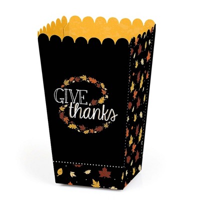 Big Dot of Happiness Give Thanks - Thanksgiving - Party Favor Popcorn Treat Boxes - Set of 12