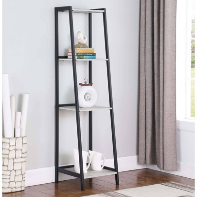 Pinckard 68.75" Gray Stone and Black Ladder Bookcase