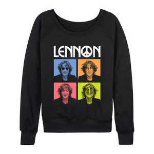 Women's - John Lennon - Lennon Color Block Lightweight French Terry Wide Neck Long Sleeve Graphic Shirt - 1 of 4