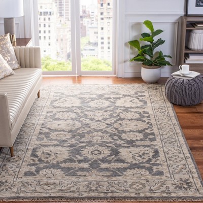 Handmade Gray Wool 6' x 9' Rectangular Area Rug