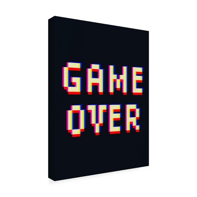 Victoria Barnes Pixel Text II Black Canvas Art with Wood Frame