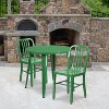 Flash Furniture Commercial Grade 30" Round Metal Indoor-Outdoor Table Set with 2 Vertical Slat Back Chairs - 2 of 4
