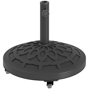 Outsunny Round Patio Umbrella Base with Wheels, 46 lbs Resin Umbrella Stand Base, Patio Umbrella Holder for 1.3"/1.5"/1.9" Umbrella Poles - 1 of 4