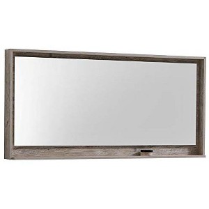 Kube Bath Bosco 60Inch Framed Mirror With Shelve - Nature Wood Finish - 1 of 2