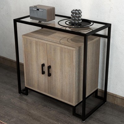 Sideboard Buffet Storage Cabinet, 2 Door Accent Console Table with Ample Storage Space & Steel Frame