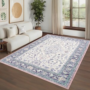 Washable Indoor Vintage Carpet For Living Room Bedroom Decor Retro Low Pile Non Slip Area Rugs Soft Thin Rug Farmhouse Office - 1 of 4