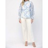 Women's Elegance In Bloom Floral Ruffle Neck Blouse - Fate - 2 of 4