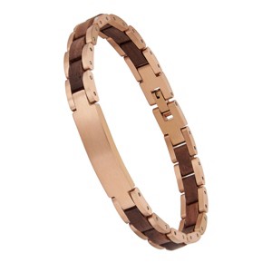 Stainless Steel and Walnut Wood Bracelet with Buckle Clasp, Lightweight Stylish Accessory for Women and Men - 1 of 4