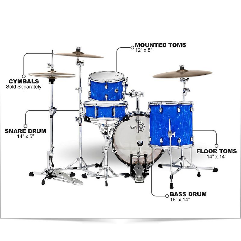 Gretsch Drums Catalina Club Jazz 4-Piece Shell Pack with 18" Bass Drum Blue Satin Flame, 2 of 6