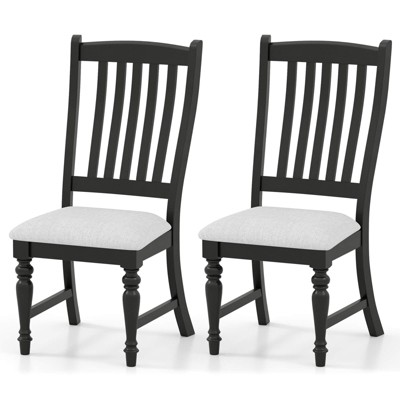 Costway Set of 2/4 Dining Chairs with Solid Wood Legs & Padded Seat Kitchen Side Chair White & Grey