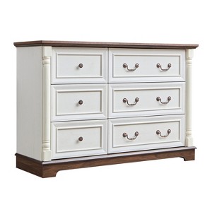 Farmhouse 6-Drawer Wooden Dresser Chest Rustic Storage Organizer for Bedroom Living Room Sturdy Durable - 1 of 4