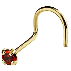 Jewelry Avalanche 22G 14K Gold Nose Screw Nose Stud with Garnet Gemstone - 1 of 2