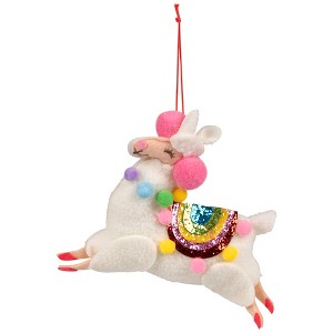 Northlight Plush Llama with Rainbow Saddle Christmas Ornament - 7.5" - 1 of 4