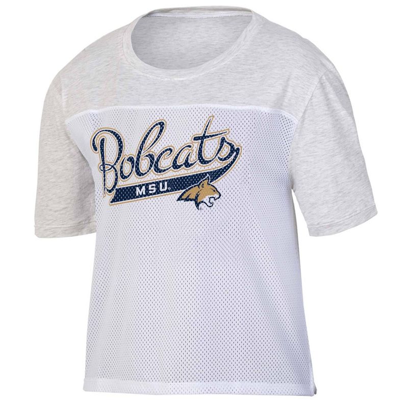 NCAA Montana State Bobcats Women&#39;s White Mesh Yoke T-Shirt, 1 of 4