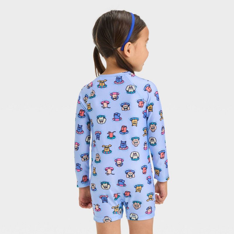 Toddler Long Sleeve Dog Printed Rash Guard Swimsuit - Cat & Jack™ Blue, 4 of 5