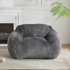 LIVAREEmlen White Indoor Bean Bag Sofa, for Dorm, Apartment, Living Room, Gray Faux Fur - 1 of 4