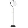 Hudson and Canal Arc Dum Floor Lamp with Fabric Shade Blackened Bronze/White: Metal Body, Polyester Drum Shade - 2 of 4