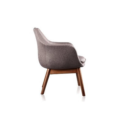 Modern Gray Faux Leather Accent Chair with Ash Wood Legs