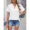 Summer Tops for Women 2025 Short Sleeve V Neck Dressy Lace Eyelet Blouses Shirts - 3 of 4