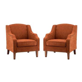 Set of 2 Moirai Contemporary and Classic Armchair with Nailhead Trim | Karat Home-YELLOW