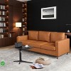 Mid-Century Modern Leather Sofa - 85" Brown 3-Seater with Deep Cushions for Living Room - 4 of 4