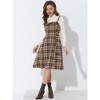 INSPIRE CHIC Women's Plaid Sleeveless Tie Back A-Line Overall Pinafore Dresses - 3 of 4