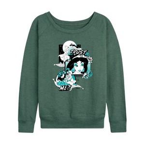 Women's - Disney Princess - Jasmine Pop Lightweight French Terry Wide Neck Long Sleeve Shirt - 1 of 4