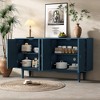 ORRD Modern 4-Door Sideboard - Convex Design w/Silver Handles, for Living/Dining Room & Kitchen (Almond) - 4 of 4
