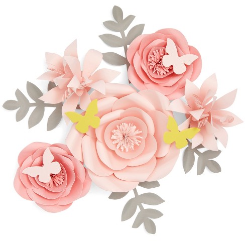 3D Paper Flowers Wall Decor, Pink and White Party Decorations (2 Sizes, 9  Pieces), PACK - Kroger