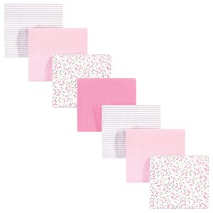 Hudson Baby Infant Girl Cotton Flannel Receiving Blankets Bundle, Pink Peony, One Size - 1 of 2