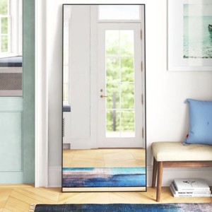 Max Large Oversized Black Floor Mirror,71" x  31.5" Large Wide Floor Mirror with Aluminum Alloy Frame-The Pop Home - 1 of 4