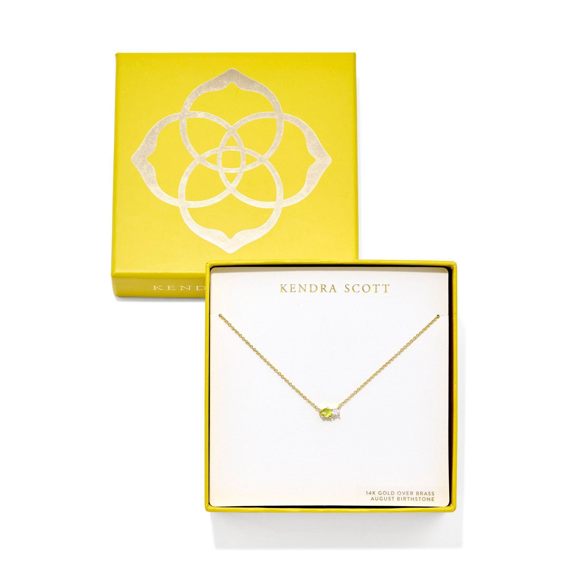 Kendra Scott Jensen Birthstone Pendant Necklace - Light Green Cat's Eye