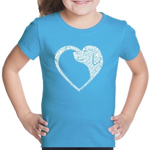 LA Pop Art Dog Heart - Girl's Word Art T-Shirt - 1 of 4